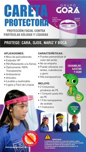 Imagen 5 de 6 de Careta Facial Protectora Para Niño Transparente Niños 1 Pza