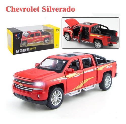 Chevrolet Silverado V8 4×4 Camioneta Miniatura Metal Autos A
