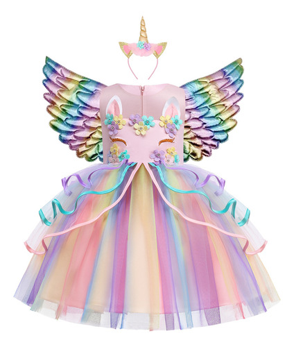 Vestido Unicornio Niña Bebe De Princesas Cumpleaños Disfraz2