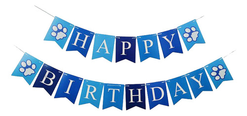 Pancarta De Fiesta De Cumpleaños De Perro Para Adornos Azul