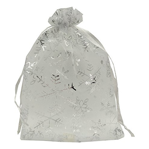 100pcs Navidad Organza Favor Bolsas De Copo De Nieve Mu...