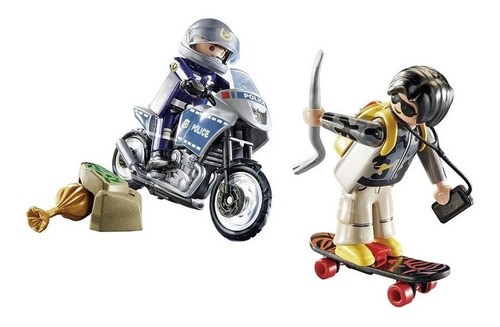 Imagen 4 de 7 de Playmobil Policia Persecucion Ladron Moto Starter Pack 70502