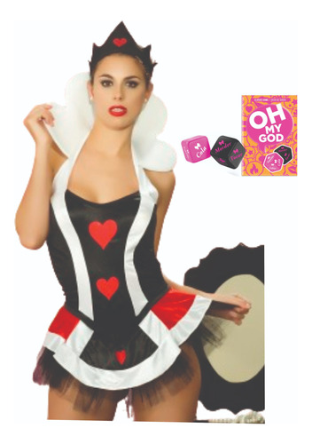 Disfraz Reina De Corazones Fantasia Sexy + Juego De Dados