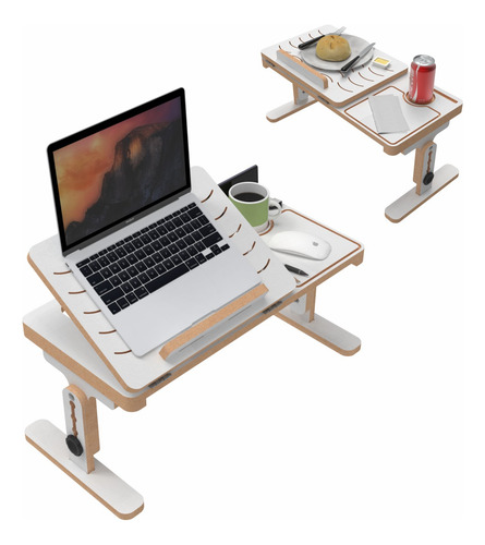 Suporte P/ Notebook Regulável Mdf Cama Sofá Ergonomia Branco