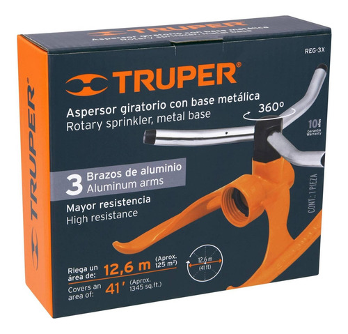 Aspersor Giratorio Regadera 3 Brazos Jardin Casa 13m 10303