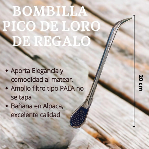Mate Imperial Cuero Virola Alpaca Labrada Bombilla De Regalo