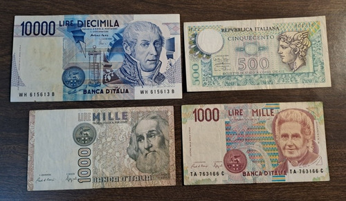 Italia X 4 Billetes Incluye 500 Liras 1974. Usados !!!
