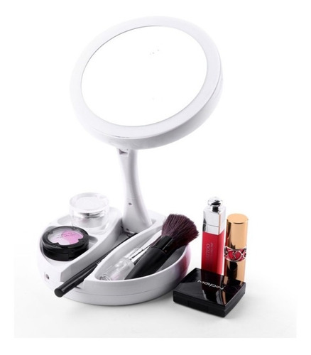 Espejo Luz Led Para Maquillaje Doble Aumento 10x 1x Plegable