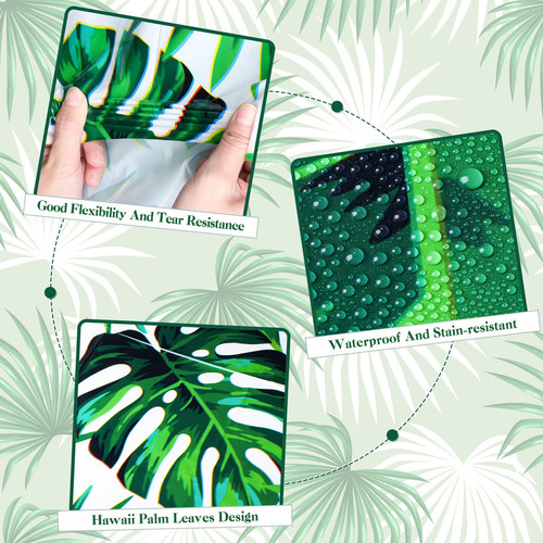 3 Manteles Desechables Rectangulares Verdes Hawaianos Fiesta