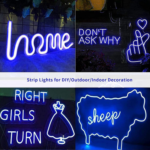 Tiras De Led Neón Luz Flexible Unicolor 5 Metros Cortar 12v Azul