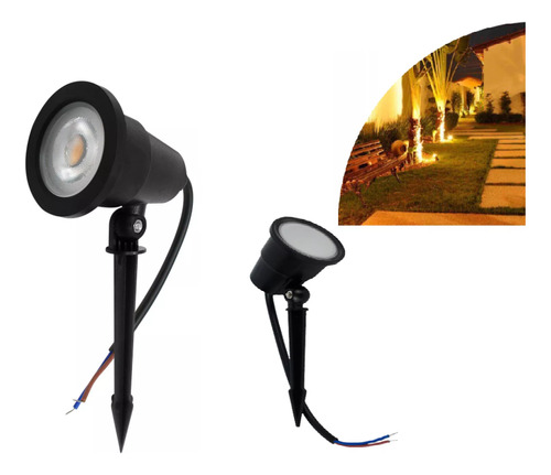Kit 10 Un Luminária Espeto Ip67 Jardim 9w Luz Gramado Slim Carcaça Preto Luz Branco-quente 110v/220v