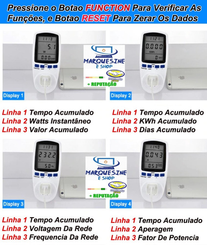 Medidor De Consumo Casa 110v 220v Bivolt Wattimetro Plug Br