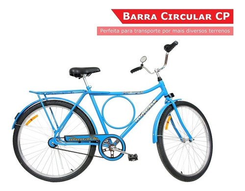 Bicicleta  de passeio Monark Barra Circular CP aro 26 1v freio contra pedal cor azul com descanso lateral