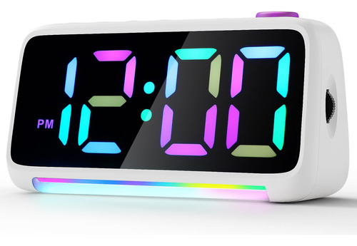 Rgb Digital Alarm Clock For Bedroom, Super Loud For Heavy Sl