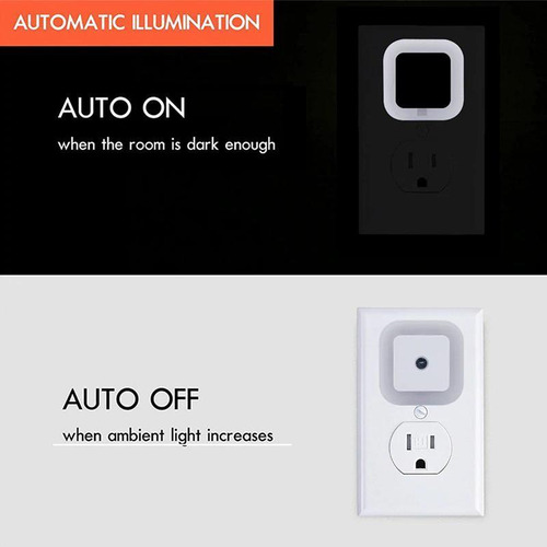 Kit 5 Luz Noturna Abajour Led Tomadasensor Acende Automático