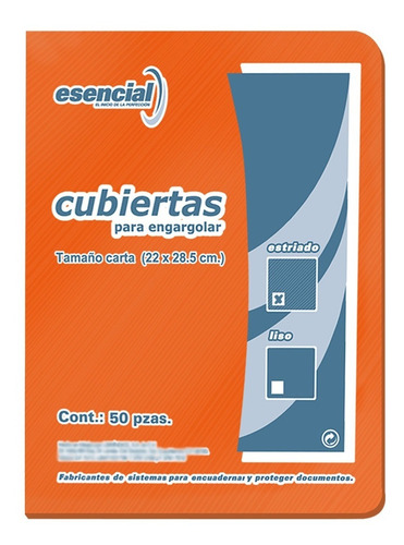 Imagen 1 de 6 de Esencial Cubiertas Para Encuadernar Estriadas T/c 50 Pzas