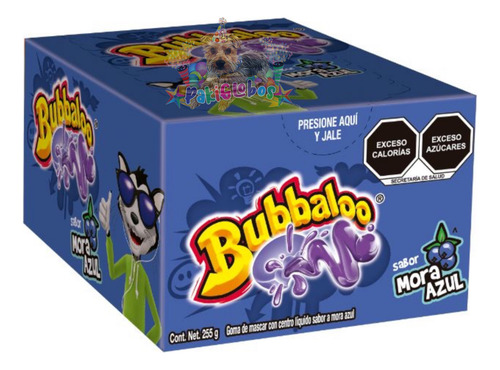 Bubbaloo Chicle Relleno Mora Azul Goma Dulce Mascar 47 Pz