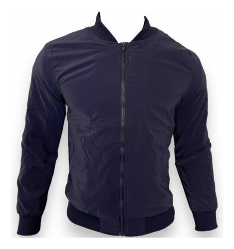 Chamarra Hombre Bomber Lisa Tipo Nylon Impermeable Slim Fit