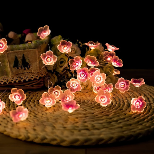 Decoración Navideña De 2 M Y 20 Led Con Forma De Flor De Cer