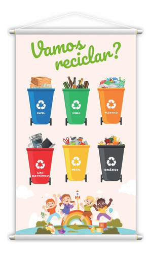 Banner Vamos Reciclar Coleta Seletiva Pedagógico 80x50cm