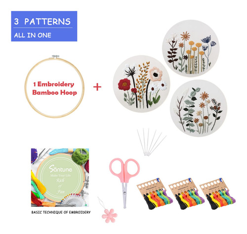 Santune Paquete De 3 Kits De Bordado Para Adultos Kits De Pu