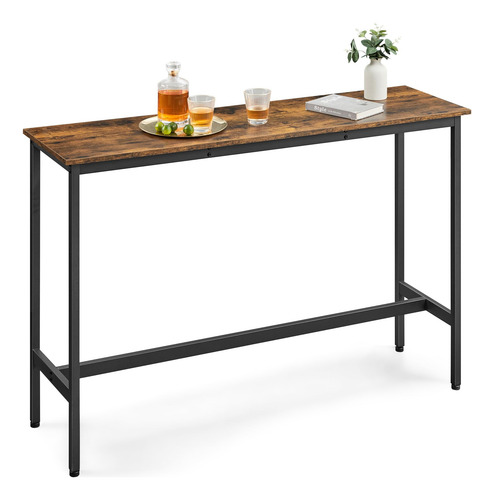 Mesa De Bar Larga Estrecha Diseño Industrial Marrón Rústico