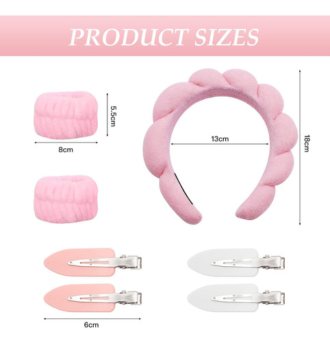 Juego De 7 Diademas De Spa,muñequeras Skincare,diademas