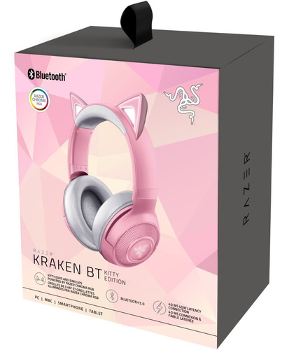 Imagen 6 de 6 de Auriculares Gamer Razer Kraken Bt Kitty Edition Quartz Rosa