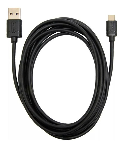 Cable Usb C Tecmaster 2.5mt Datos 480mbps Carga Rápida 5v 3a Color Negro