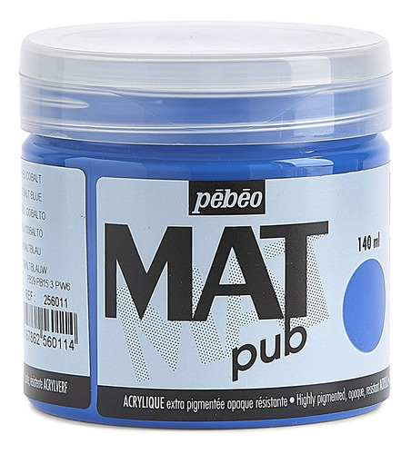 Pebeo Mat Pub, Extra Fino, 4.7 Fl Oz - Pintura Acrílica Azul