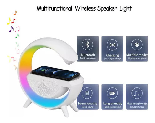 Lámpara Parlante Alarma Tipo G Bluetooth Carga Inalámbrica