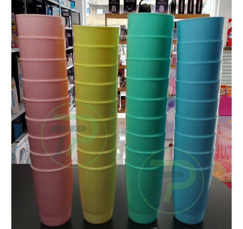 Vaso Plástico Rígido Colores Pastel Grandes Hermosos X24u