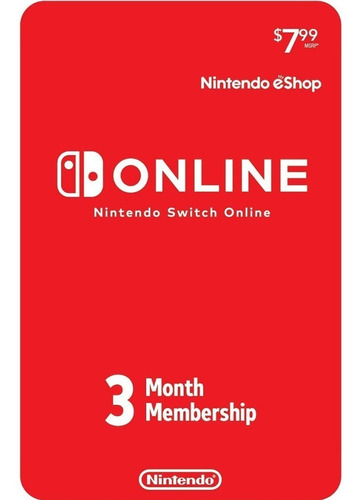 Código Nintendo 3 Meses Eshop Online Switch