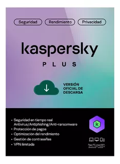 Antivirus Kaspersky Plus 10 Disp 1 Año + Vpn Ilimitada