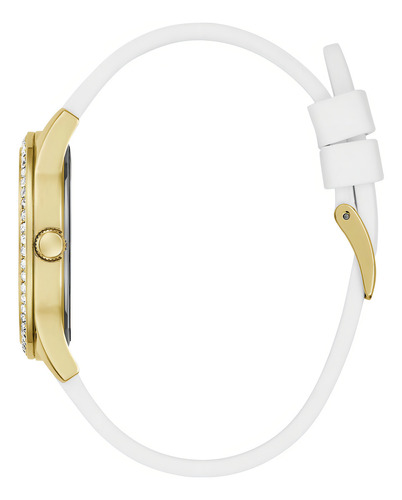 Reloj Guess Para Mujer Dawn Reloj De Pulsera Correa Blanco Bisel Dorado Fondo Dorado