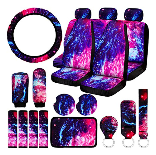 22 Pcs Galaxy Car Seat Covers,purple Starry Galaxy Car Acces