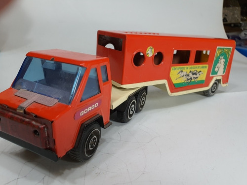 Antiguo Juguete-raro Camion Gorgo Chapa Transporte Caballo