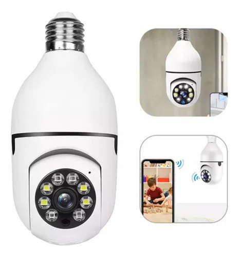 Foco Camara 360 Wifi Security Espia Ip Vision Nocturna Hd Co Blanco