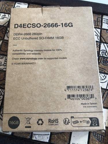 Memoria Ram Synology D4ecso-2666-16g Para Nas Synology /vc