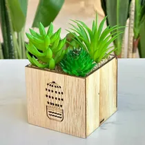 Comprar Planta Suculenta Artificial Maceta Madera Al 7cm X Ancho 7cm