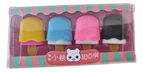 Goma Gomita De Borrar Forma Dona Helado Paleta 4 Piezas