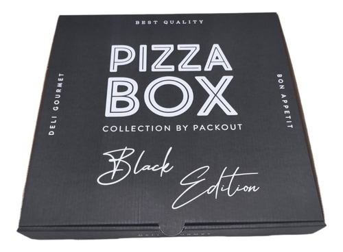 Caja Pizza Box Black Edition / 50 Un / 32 X 32 X 4,5 Cm