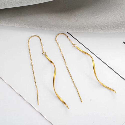 Aretes Largos Borlas Pendientes De Oro 18k Regalos De Mujer