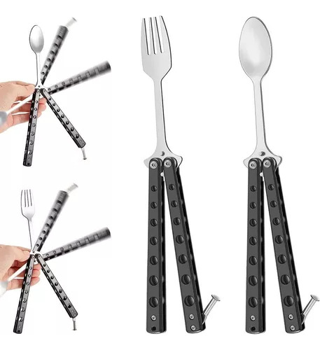 Set De 2 Tenedores Y Cucharas Con Forma De Mariposa, Diseño