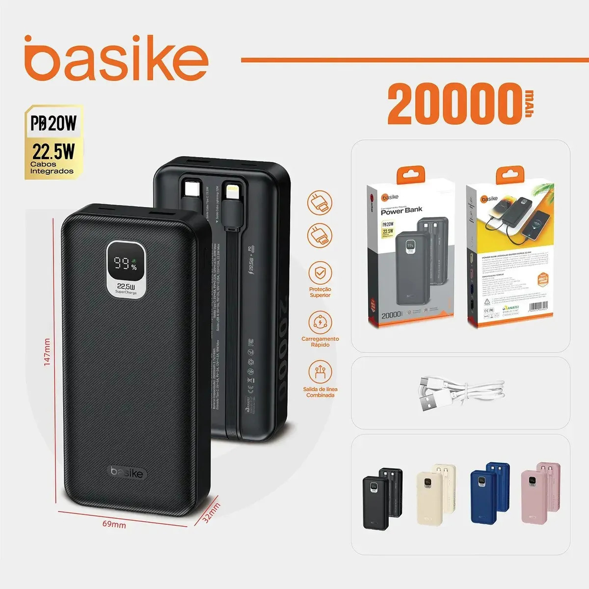 Carregador Portátil 20000mah Turbo