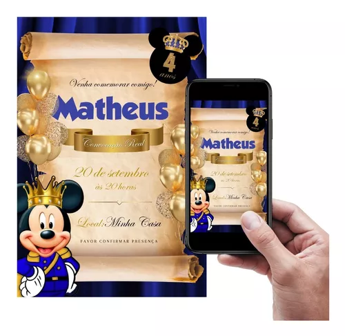 Convite online mickey editar grátis