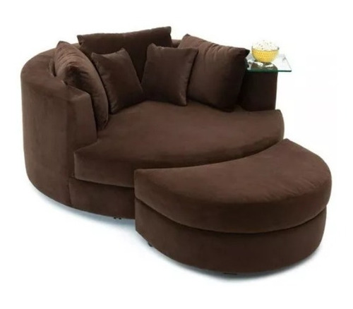 Sofa Sillon Circular Redondo + Puff Medialuna Chenille