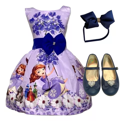 Vestido Trapézio Infantil Princesinha Sofia