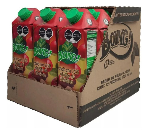 Bebida Boing 1 Litro Sabor Manzana - 12 Piezas