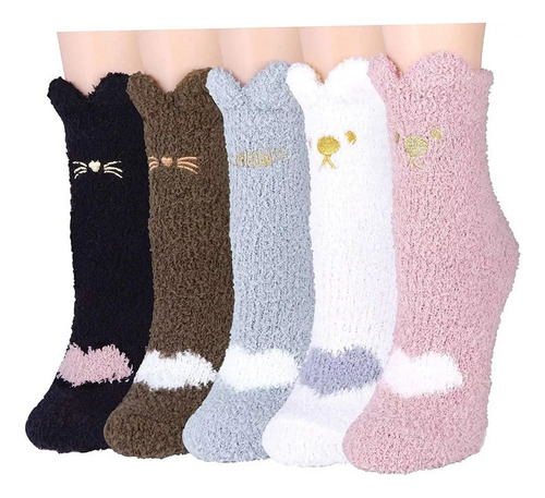 5 Pares Calcetines Térmicos Mujer Regalo Invierno Felpa